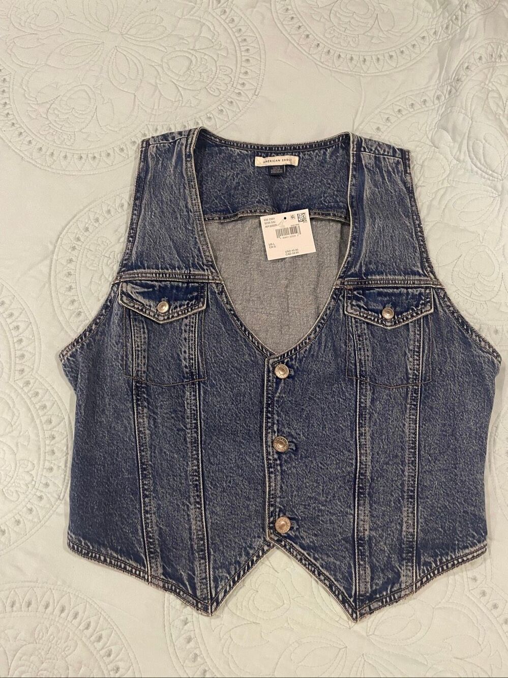 American Eagle Denim Vest Large New